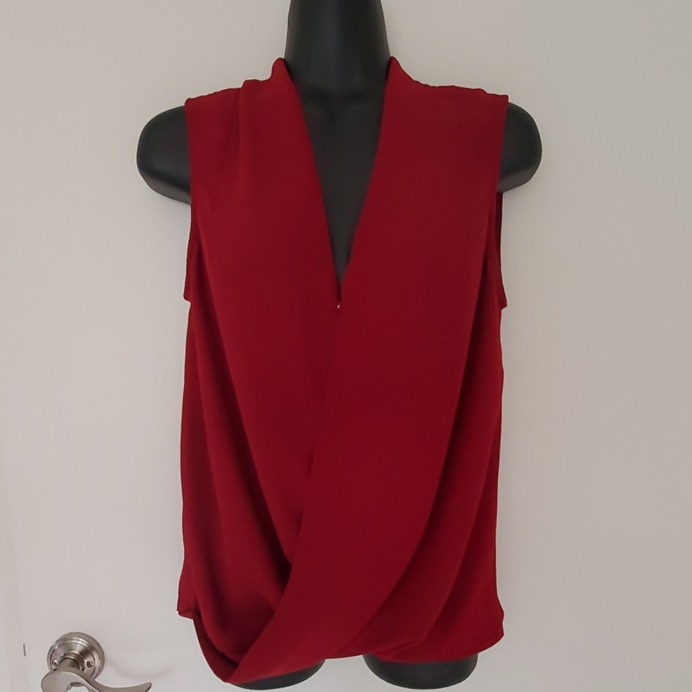 Vince Camuto Cranberry Red Drape Top